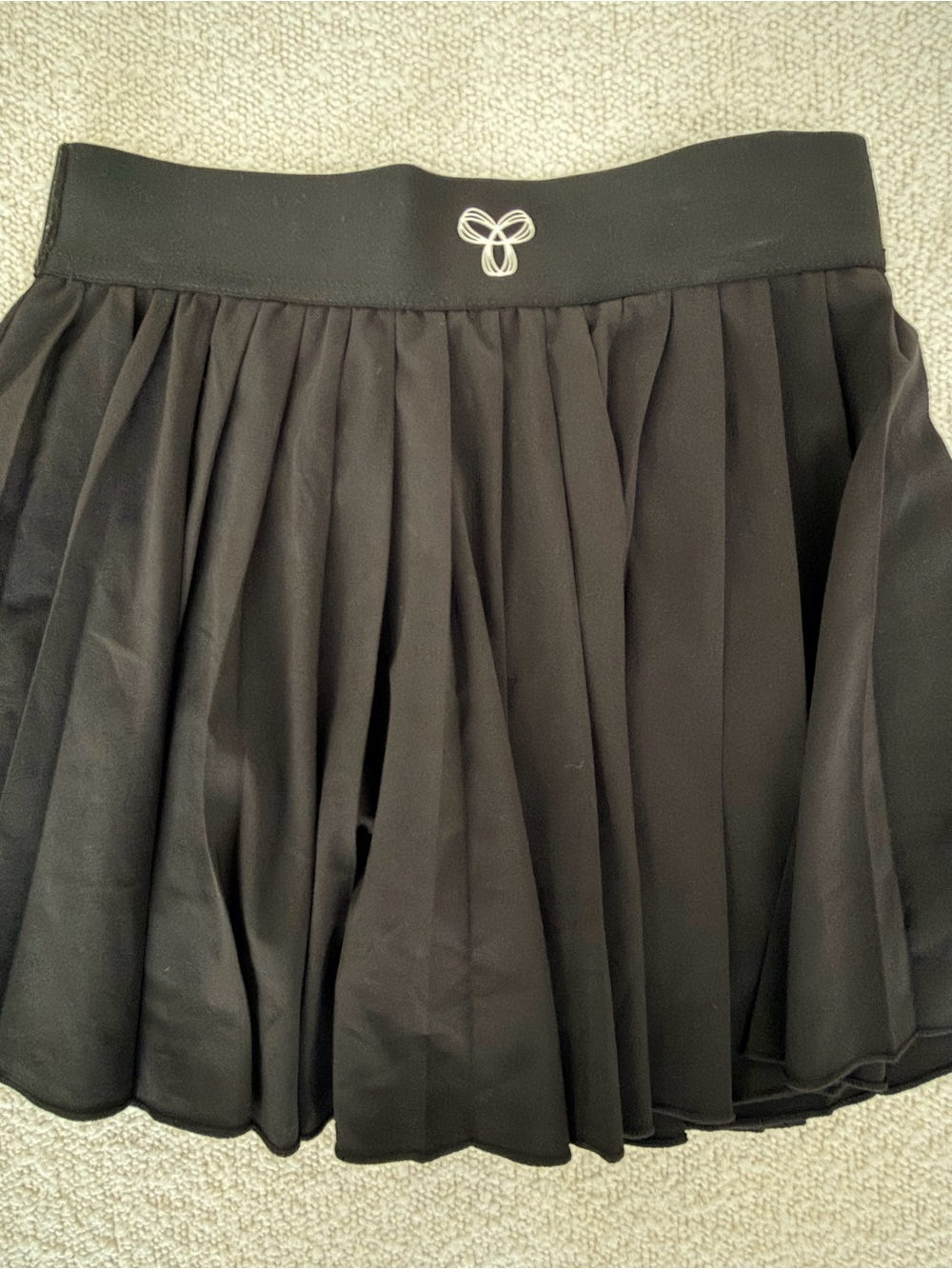 Aritzia Black Pleated Circle Skirt with Small Logo